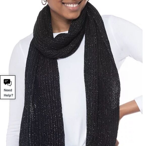 NWT Style & Co Solid black Ribbed Muffler Scarf - Picture 1 of 4
